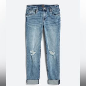 NWT Kut From The Kloth Catherine Boyfriend Distressed Jean Size 10 Color Indigo